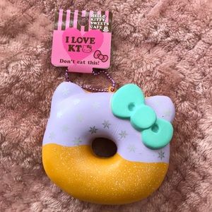 Hello Kitty Sanrio squishy donut light purple w gray stars/snowflakes lt gr bow